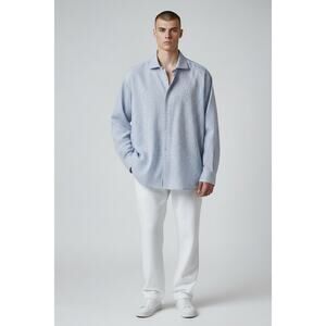 David Donahue Soft Blue & White Button Down 100% Cotton Men's XL *NWOT*